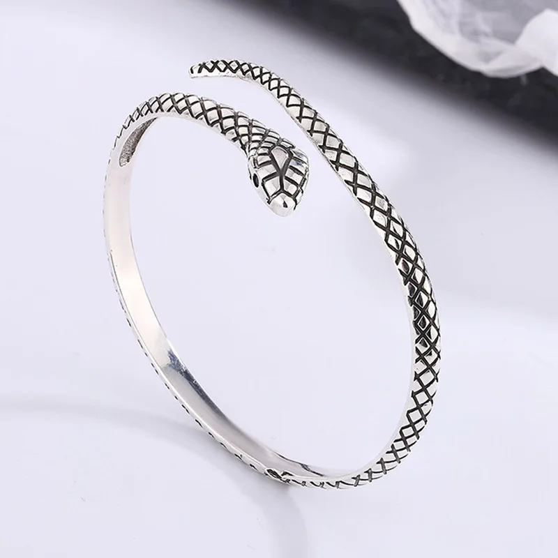 New Style Retro Snake Animal Design 925 Sterling Silver Ladies Bangle Promotion Jewelry For Women Birthday Gifts No Fade
