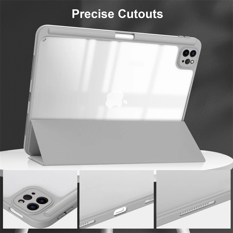 Dreifach Faltbare Acryl-Hülle für iPad Pro 11 2024 mit Stifthalter, Auto-Wach/Schlaf-Funktion, Stoßfeste Transparente Hartschale – Detail 4