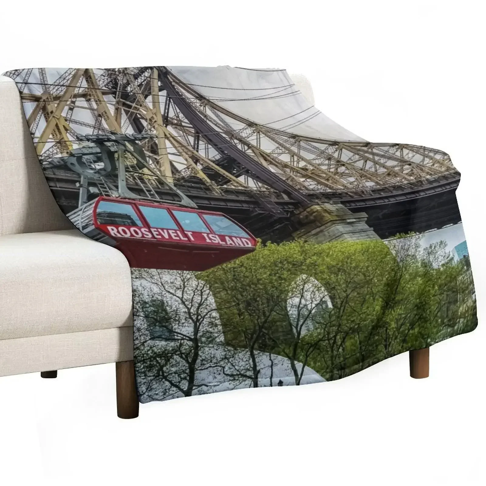 

Roosevelt Island Tram, Queesnboro Bridge Throw Blanket Flannel Fabric Shaggy Blankets