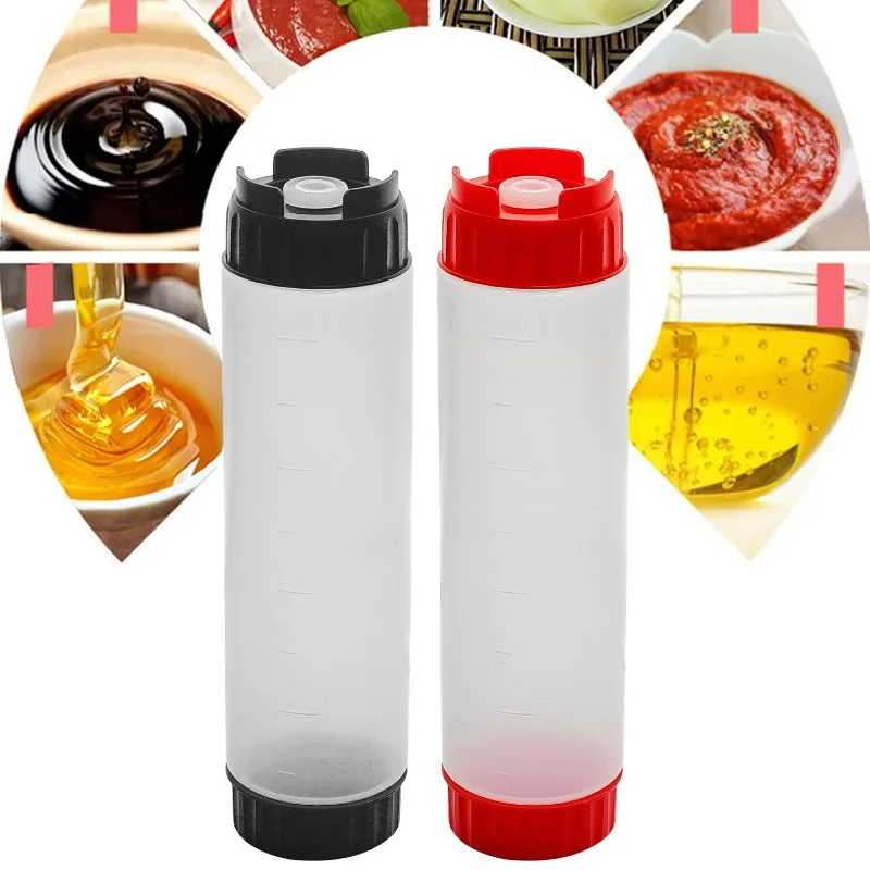 1/3x زجاجات صلصة مزدوجة الرأس 16 أوقية زجاجات ضغط بلاستيكية سعة كبيرة محمولة الطماطم الصيد موزع المطبخ نزهة طباخ