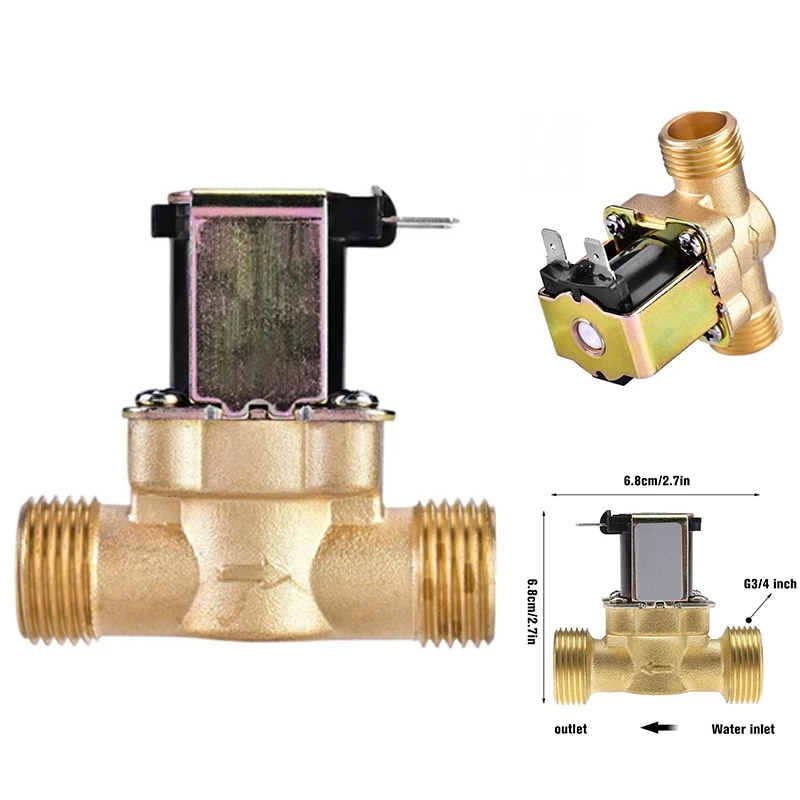 Water Valve Switch G3/4 Inch Brass Solenoid Valve For Water Heater