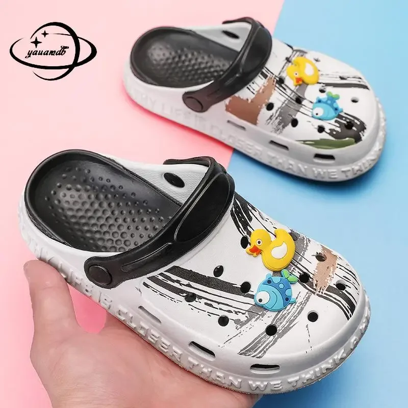 Kids Mules & Clogs Summer Baby Boys Girls Sandals Flat Heel Parent-child Beach No-Slip Slippers Children Garden Shoes H24-1