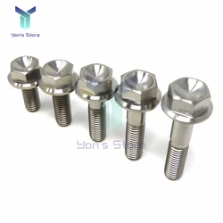 M8 Titanium alloy Screw 20-50mm Motorcycle Modification Disc Brake Bolt Titanium Bolt Hexagon Flange Head Screw Ti Fastener