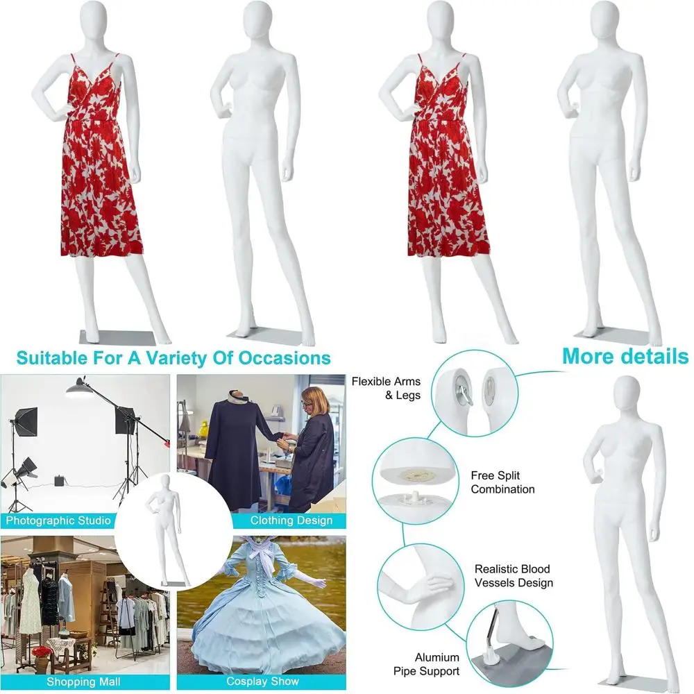 

69 Full-Body Mannequin for Realistic Display of Fashion or Couture, White