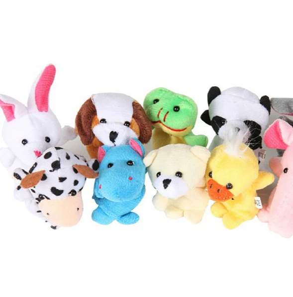 7cm dieci stili in un Set piccoli animali Kawaii morbido peluche burattino da dito Panda rana orso bambino elefante topo bambola divertente giocattoli per bambini