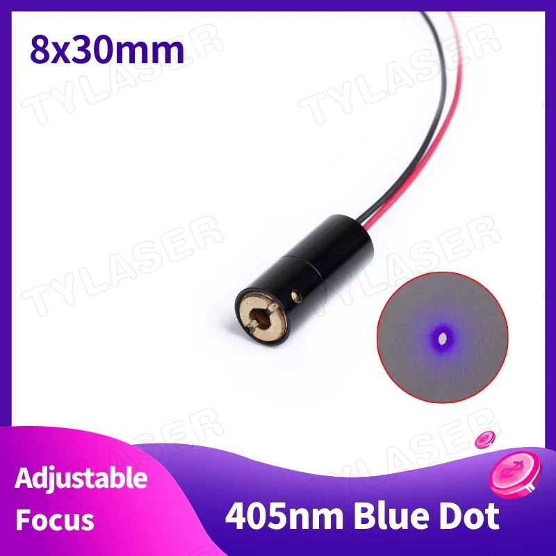 

D8X30mm Focusable Laser Diode Module 0.5mW 1mW 5mW 10mW 20mW 30mm 405nm Violet Blue Dot Industrial Grade ACC Driver TYLASERS