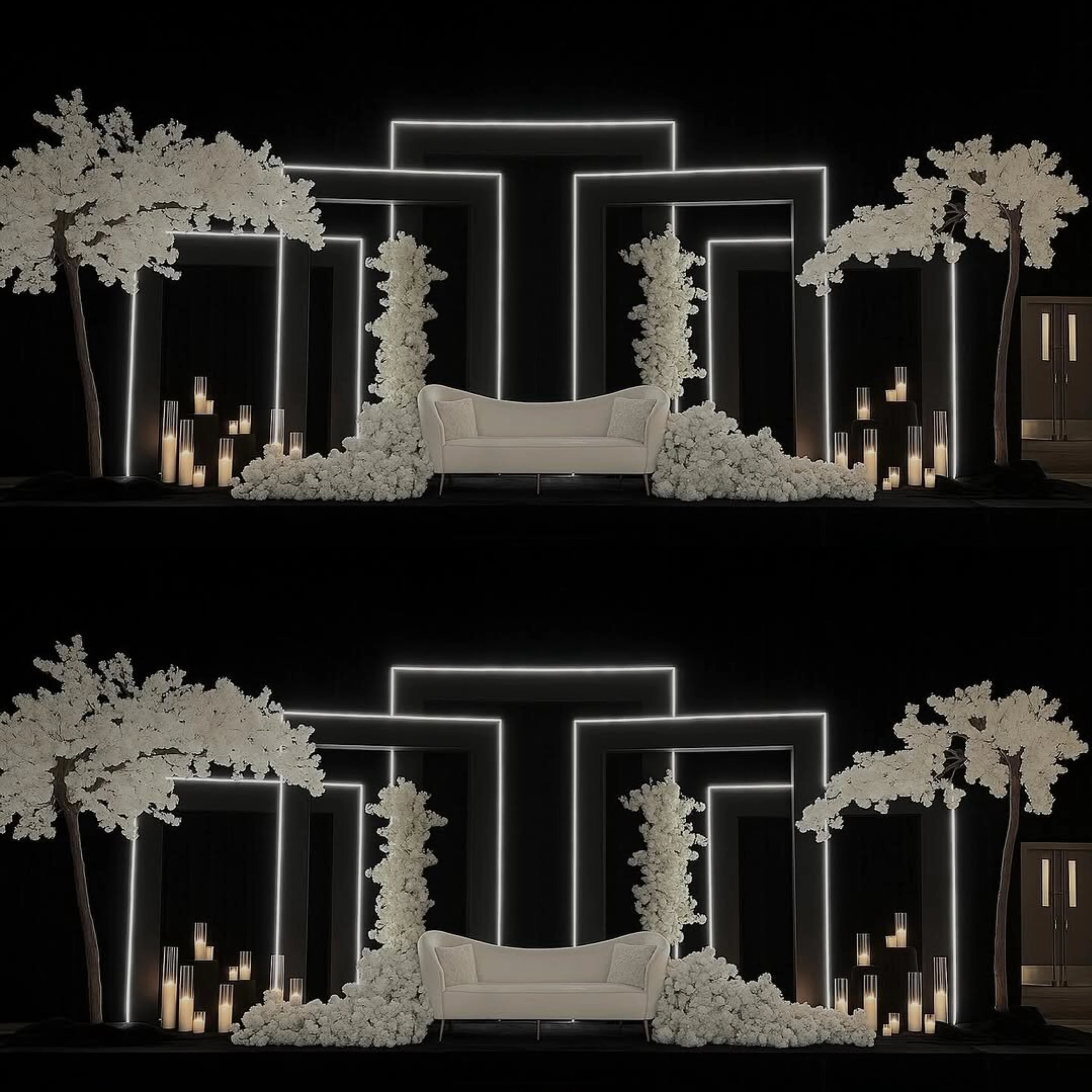 

FSDKX Simple Style White PVC Wedding Backdrop Stand With Led Light Backdrop for Wedding Event Party Pvc Stage Backdrop Wall