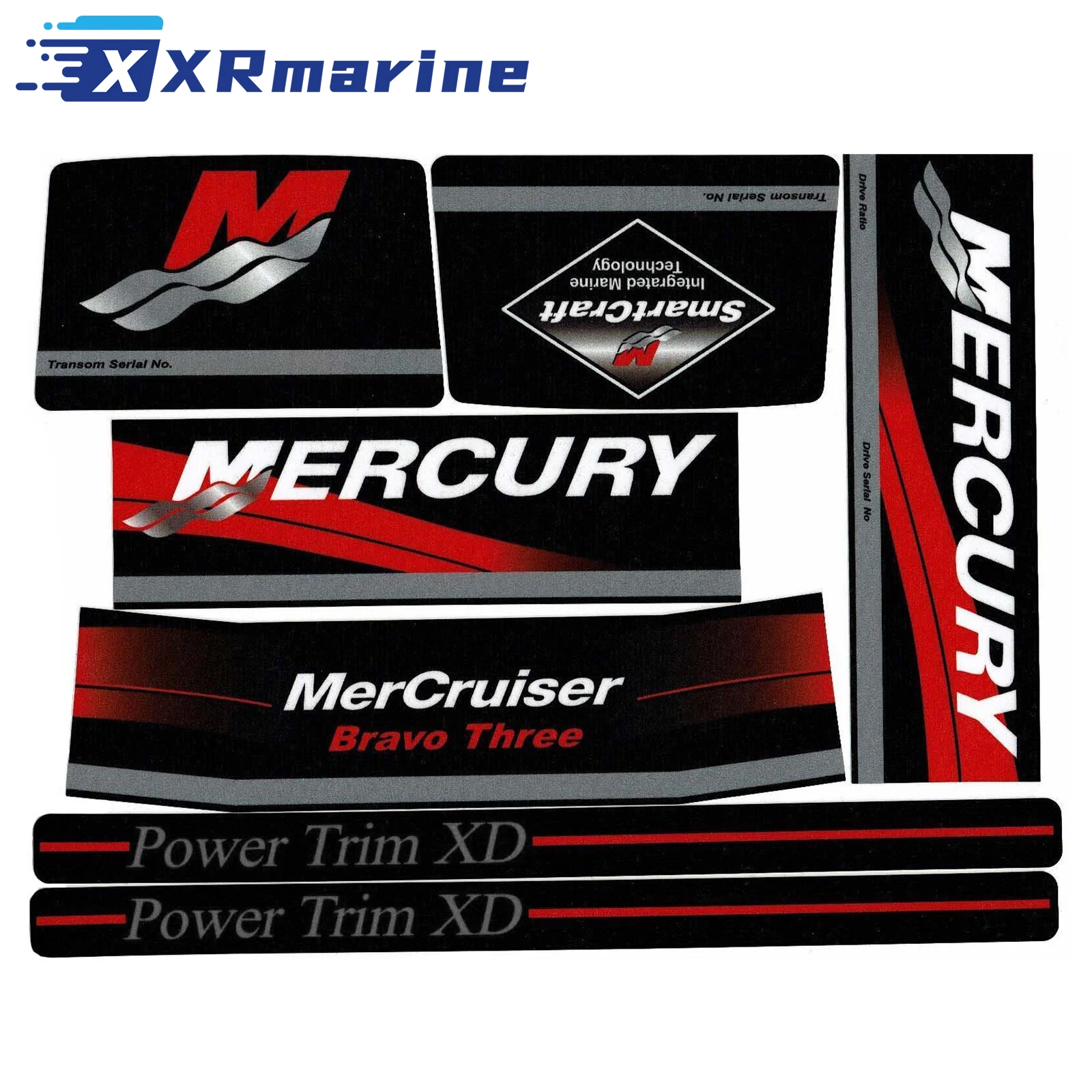 Prop W/Red Rams Sticker Set Decal 39220 for Mercury Mercruiser Red Bravo Three Original Colors 37-805338A93 805338A93