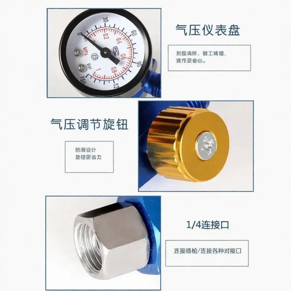 Air Pressure Gauge Regulator Moisture Separator Filter For Paint Spray Applicator Compressed Air Line Cleaning Tool