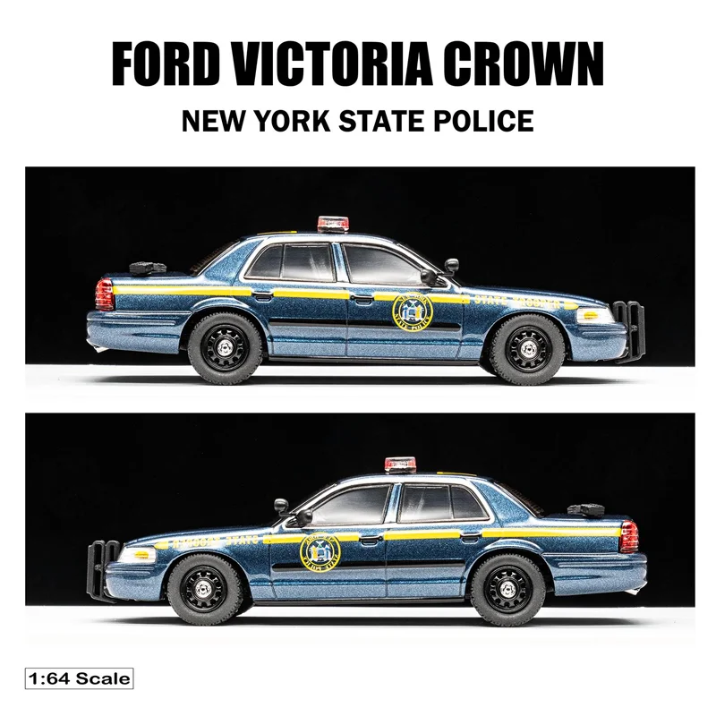 Rollin 1/64 FORD VICTORIA CROWN NEW YORK STATE POLICE aleación de juguete vehículo de Motor Diecast Metal modelo regalos