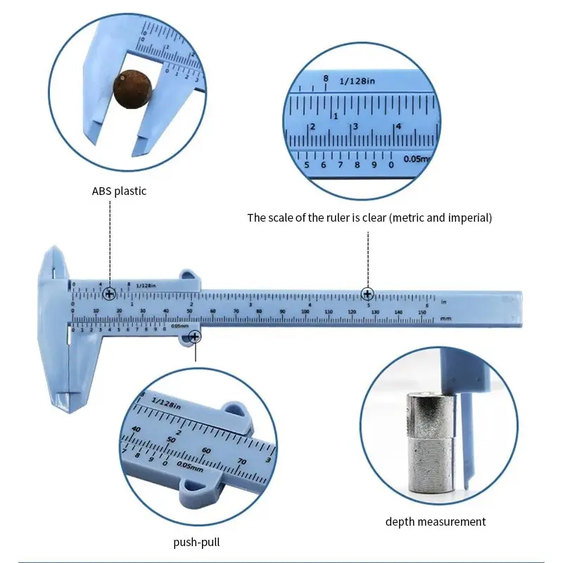 Mini Plastic Caliper Wenwan Caliper Anti-Collision Caliper Handle Playing Caliper Walnut Bracelet Measuring Caliper for Students