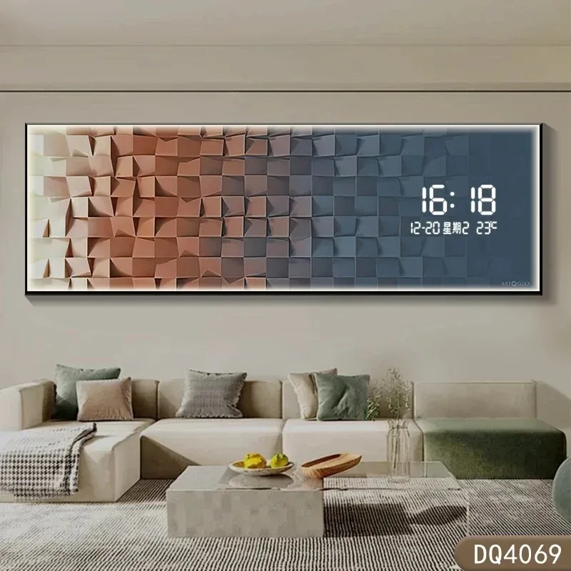 Design de temperatura data relógio de parede design luz sala estar escritório relógio parede interior ornamentos luxo decoração para casa