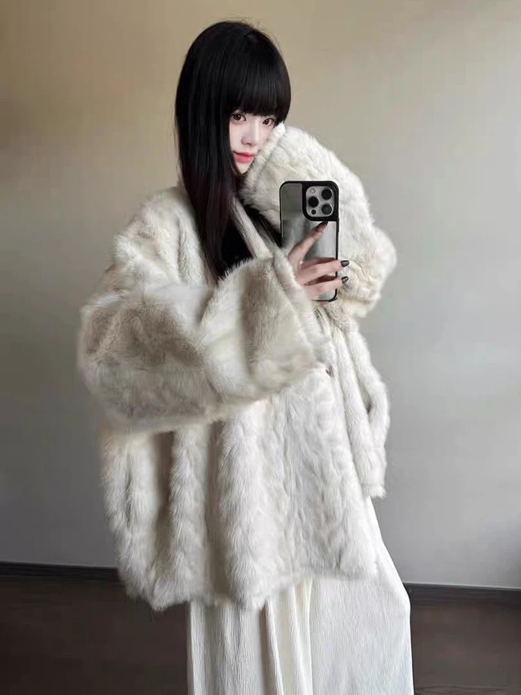 

Women Faux Fur Coats Autumn Winter Loose Casual Lazy Wind Hairy Y2K Jacket Streetwear Hottie Long Sleeve Baggy Female Outwear