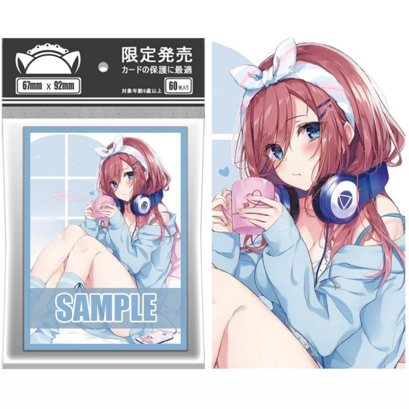 60Pcs/Set Anime Cards Sleeves PTCG Kafuu Chino Illyasviel Rem Nakano Miku Chizuru Self Made Anime Game Collection Protector Gift