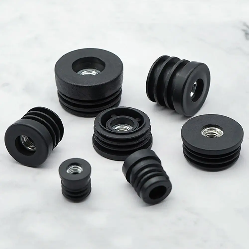 Plástico preto Round Nut Hole Plug, Móveis Pipe Plug, Pés ajustáveis