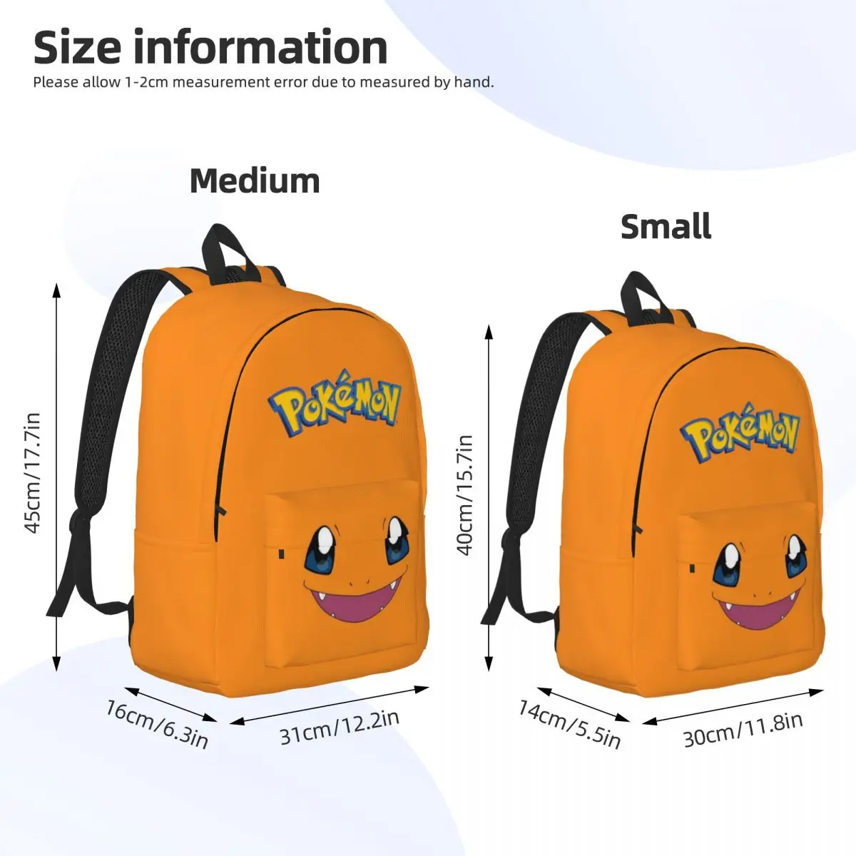 Pokemon untuk anak laki-laki dan perempuan, ransel pelajar kapasitas besar, ransel tahan air ringan 15,7 inci 17,7 inci