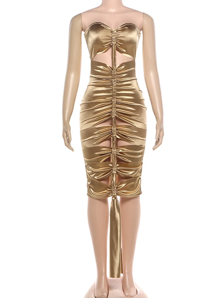 セクシーな透かし彫りロングパーティードレス レディースファッション ノースリーブ バックレス クロップトップ 女性用ドレス 2026 春夏 リボン付きレディローブ