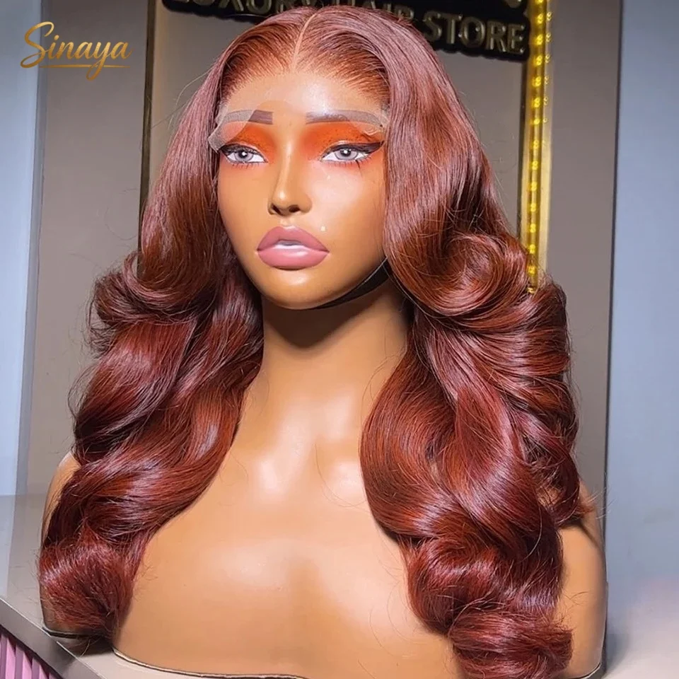 

Ginger Orange Body Wave Lace Front Wig Soft Copper Hair Synthetic And Blend Pre Plucked Natural Hairline Glueless Heat Resistant