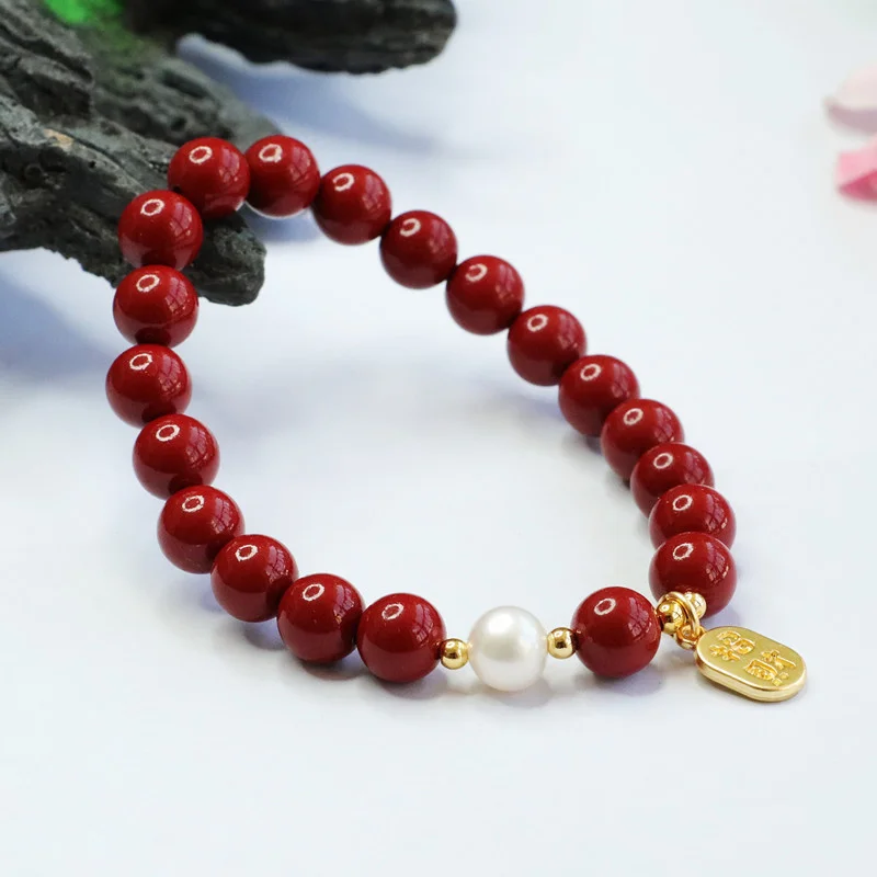 

Natural Cinnabar Bracelet Purple Gold Sand Fortune Brand Pearl Bracelet Jewelry Men's and women's fine jewelry