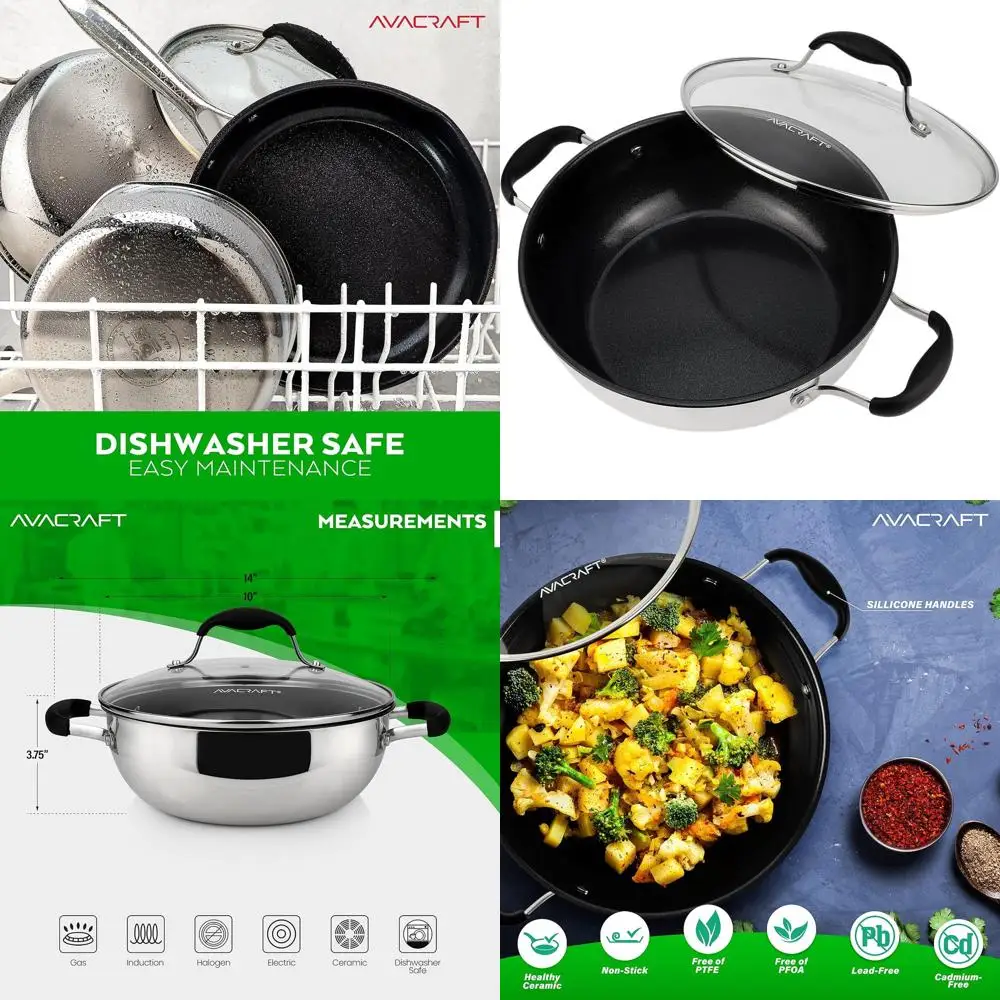 

9 Ceramic Non-Stick Pan, Stainless Steel, Induction Ready, Dishwasher Safe