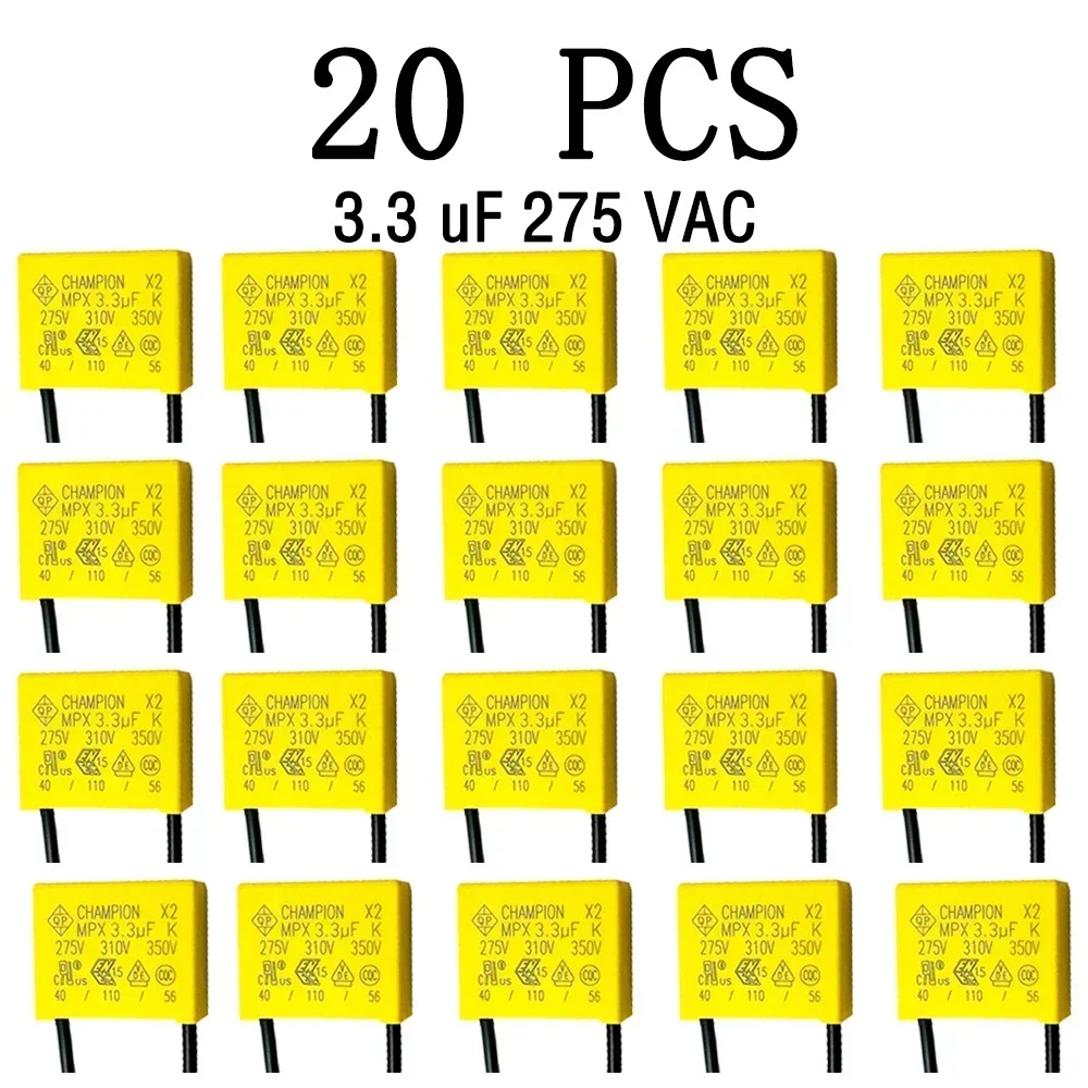 Condensador de seguridad 275VAC 3.3UF Condensador de película de polipropileno, adecuado para interruptores táctiles inteligentes sin ventiladores eléctricos neutros, etc.