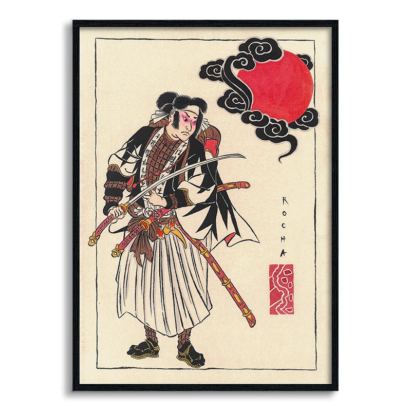 Japanese Samurai Art Poster Vintage Classic Print Canvas Painting Abstract Maximalism Wall Art Picture for Room Home Decoration