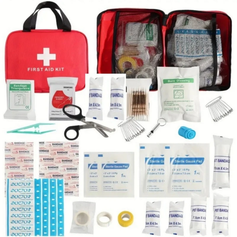 173Pcs First Aid Kit Full Set Bag Emergency Survival Medical Storage Bag Home Car Outdoor Travel Essential Medicine Organizer