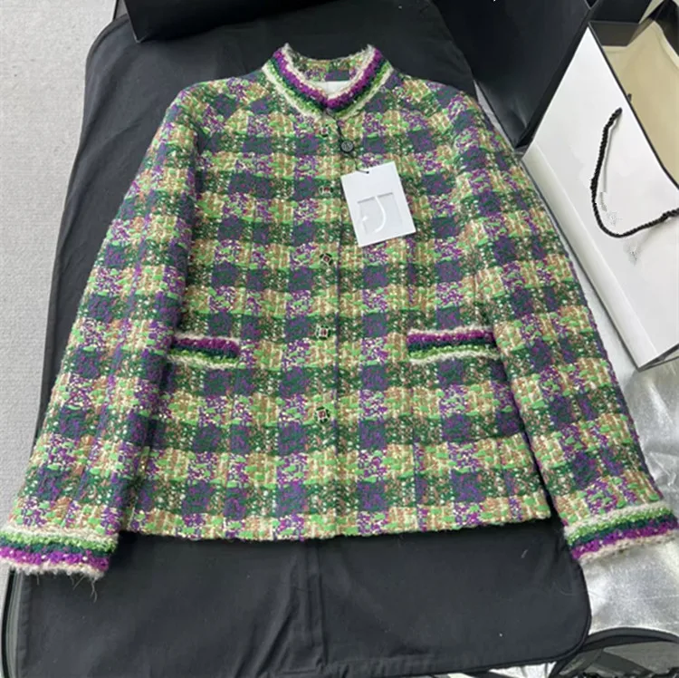 Customization European women's fashion 2026 spring new style Long-sleeved checkered Fashionable tweed coat set