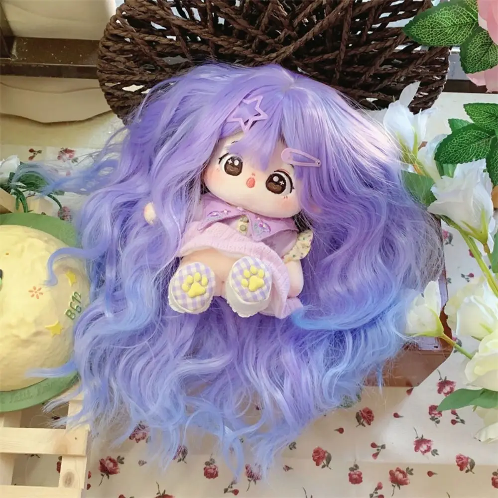 

Long Curly Hair Cotton Doll Wig Chemical Fiber Clamping Plush Doll Wigs Pink Purple Doll Chemical Fiber Wig BJD Doll