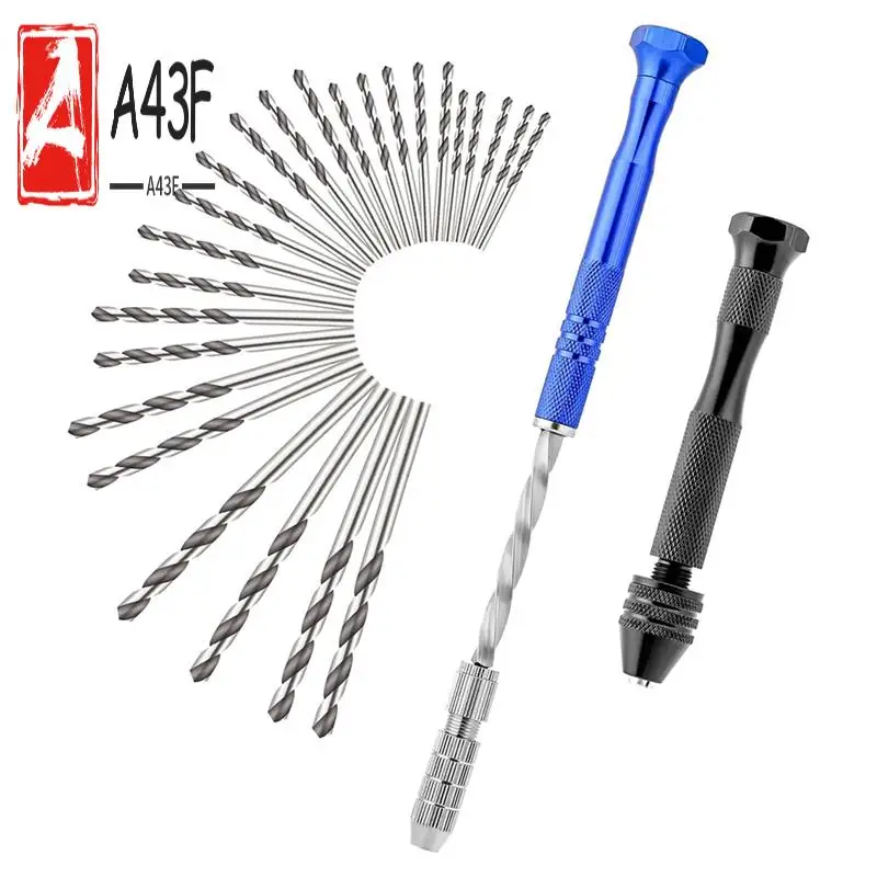 

A43F-микротипа, штифтовые тиски и вращающаяся ручная дрель с 25 шт. 0,5-3 мм, маленькие металлические ручные сверла для литья смолы