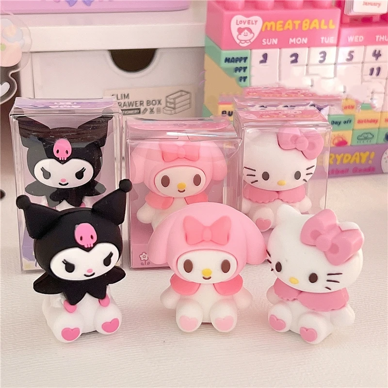 

Sanrio силиконовая точилка для карандашей My Melody Kitty кавайная ручка с одним отверстием строгальный ластик два в одном студенческие канцелярские принадлежности