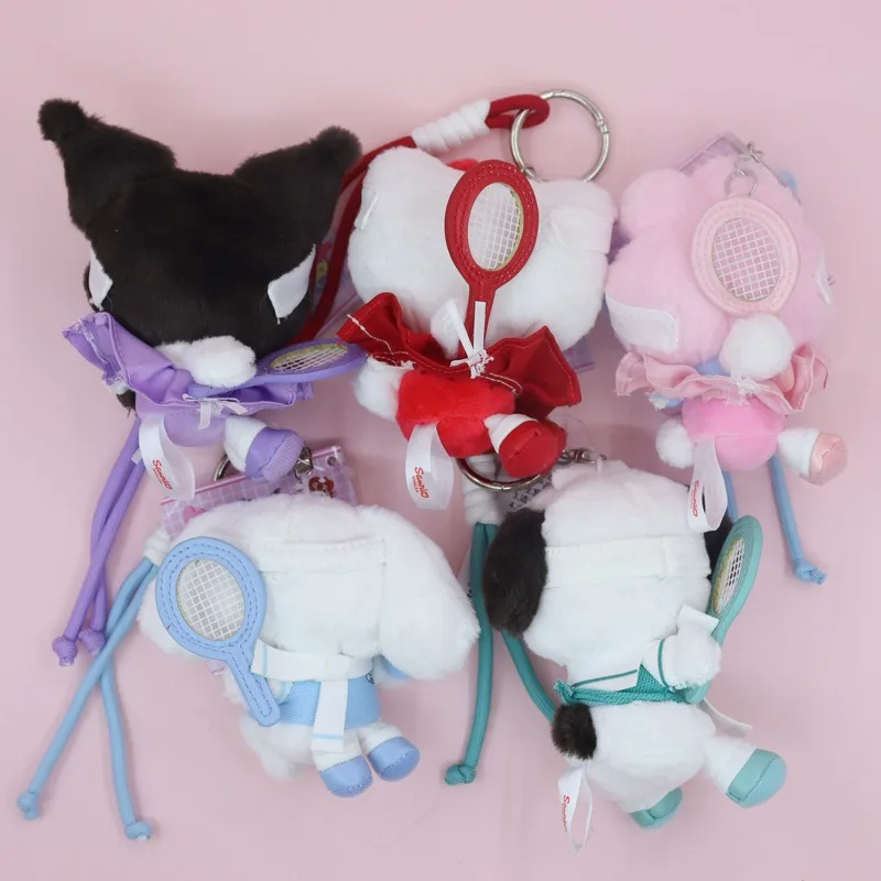 Sanrio cartoon hello kitty tênis academia série chaveiro de pelúcia pingente kawaii kuromi cinnamoroll mochila diária decoração
