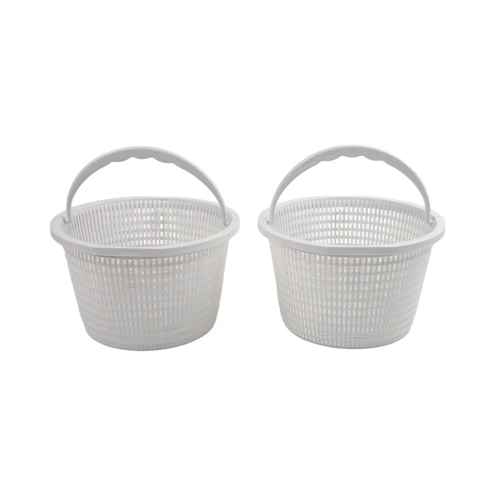 Pool Skimmer Basket with Handle 8.1 x 8.1 x 4.9 Inches for Residential and Commercial Pools ABS White 1 or 2 pcs