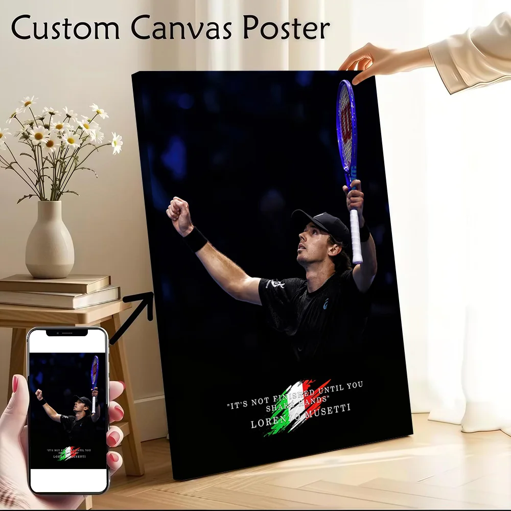 Lorenzo Musetti Celebrates Victory Canvas Poster Wall Art Customizable High Quality Printed Picture for Bathroom Decor Bedroom