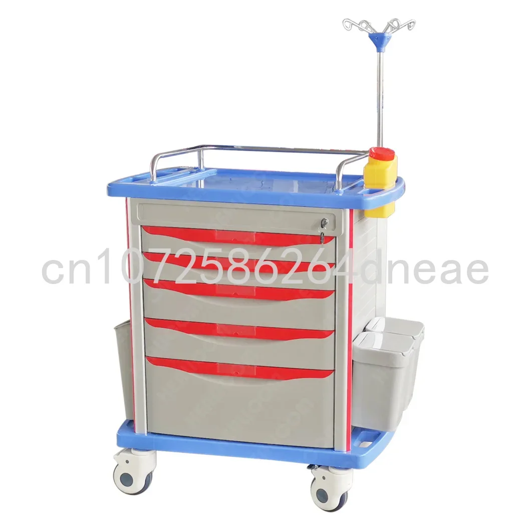 Hospital Medical Equipment Operating Room Emergency ABS Medical Trolley with 5 Layers Drawer