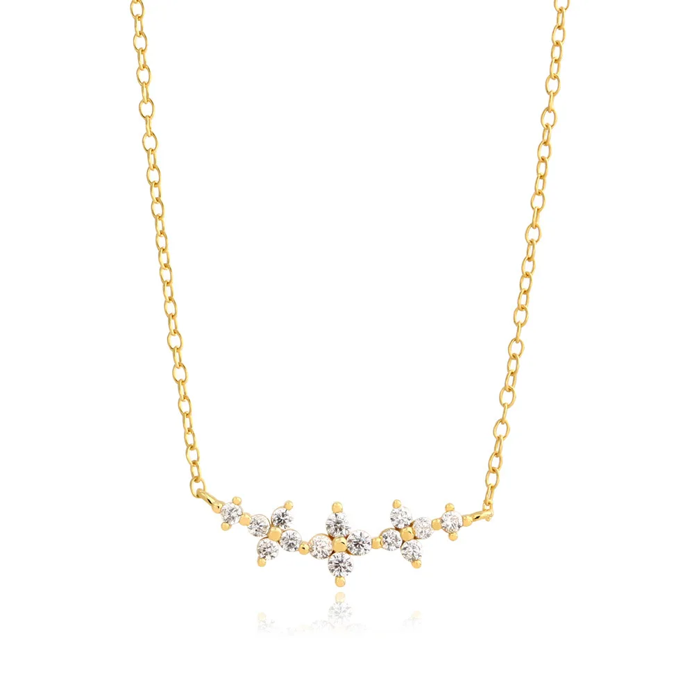 

CCFJOYAS стерлингового серебра 925 пробы романтическое три мини милых цветочных кулона ожерелье для женщин легкая роскошная изысканная цепочка на ключицу