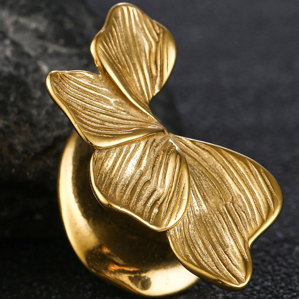 Casvort 2 Stück 316L Edelstahl Ohr-Tunnel und Plugs, unregelmäßiger Blütenblatt-Expander, Piercing-Schmuck, elegant, Boho – Detail 6