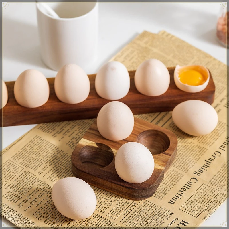 Wooden Creative Egg Storage Tray Durable Large Capacity Easy To Clean Household Kitchen Egg Fresh Keeping Organizer Container