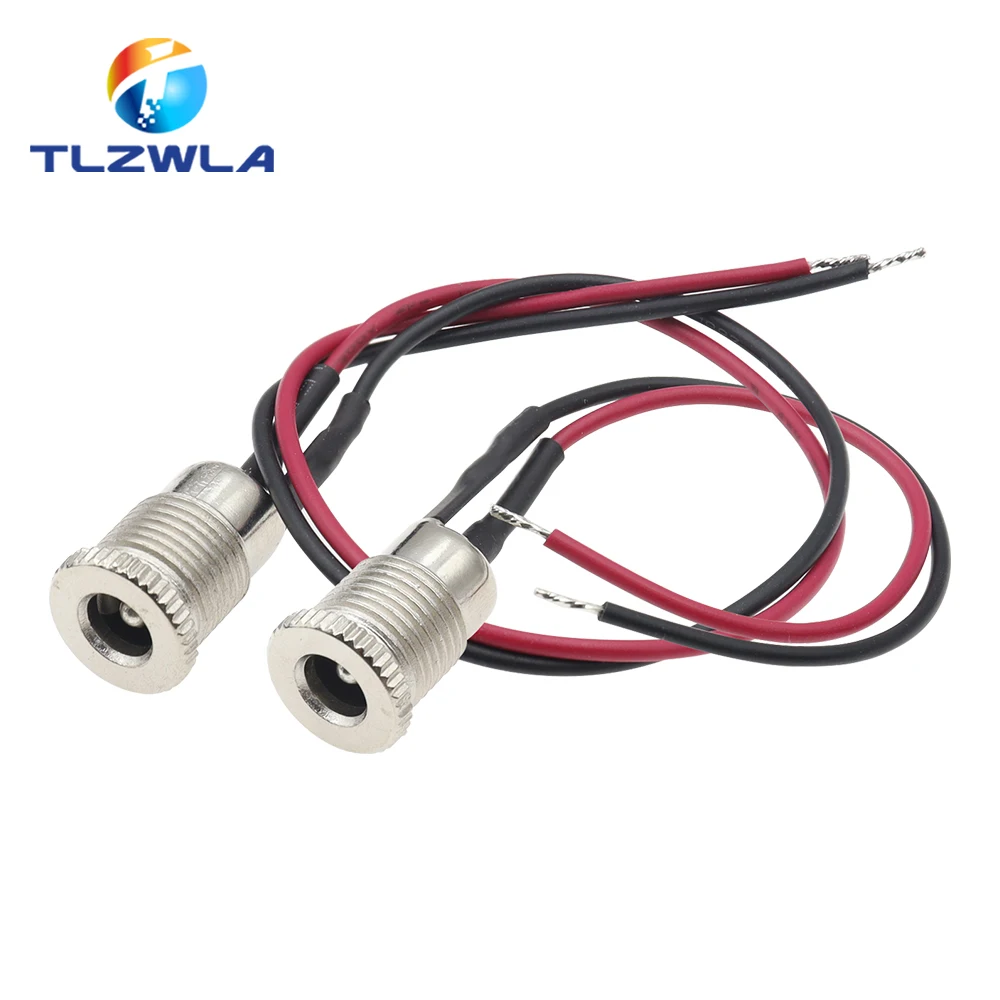 DC099 5,5 x 2,1 mm 5,5 x 2,5 mm DC-Steckdose mit Gewinde, Buchsenadapter mit 20 AWG-Kabeldrähten DC-099 10 cm 20 cm