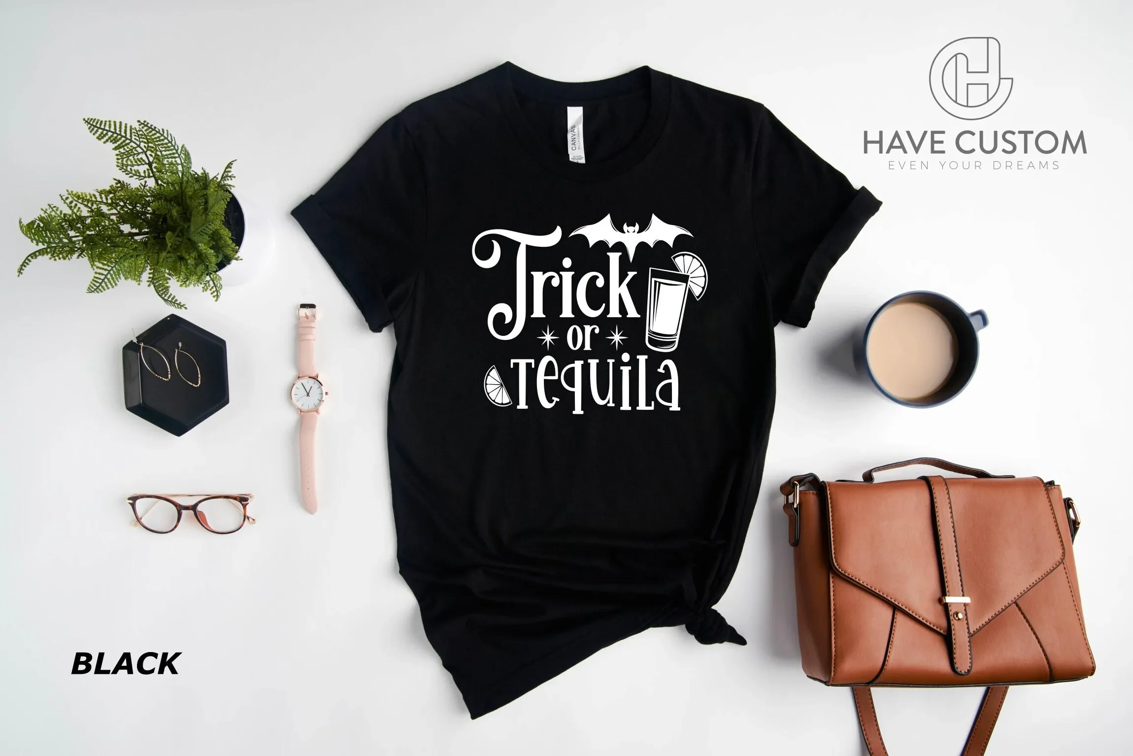 T-shirt Trick Or Tequila, drôle, pour fête d'Halloween, mignon