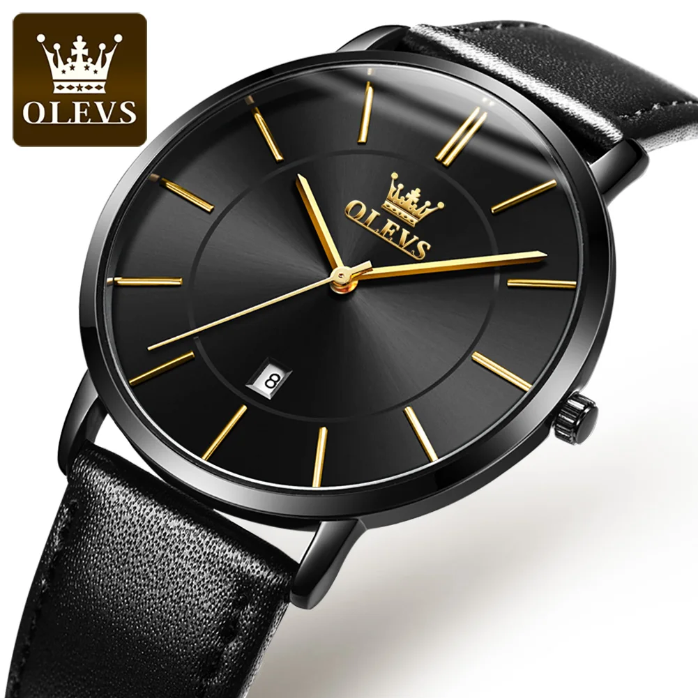 OLEVS 5869 Quartz Watch for Men Ultra Thin 6.5mm Minimalist Waterproof Date Bussiness Man Watch Simple Fashion Men\'s Wristwtach