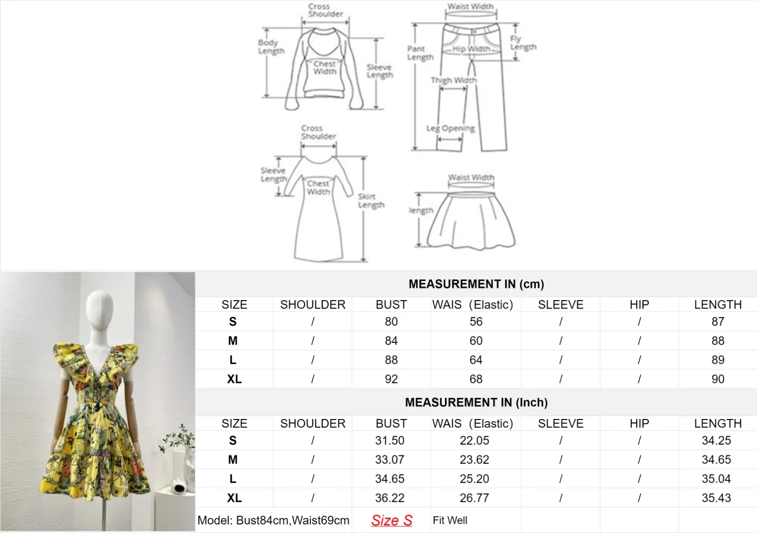 Mini robe à imprimé floral jaune pour femme, sans manches, col en V, diamants, volants PMurcia, taille découpée, vacances, été, nouveauté, 2024