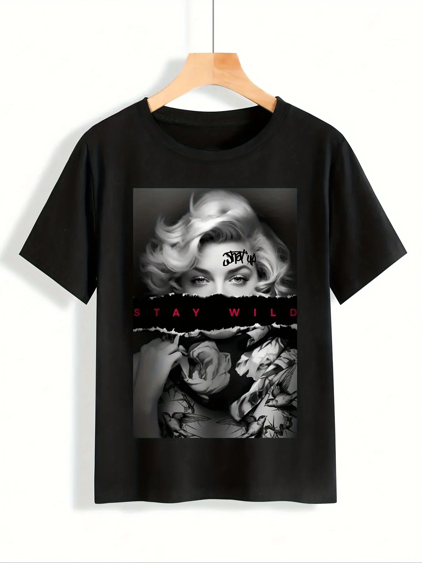 

Figure Print Crew Neck T-Shirt, Casual Short Sleeve T-Shirt For Spring Summer Womens Clothing