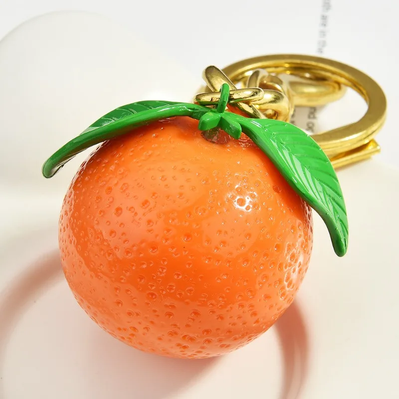 Pingentes e acessórios de bolsa de chaveiro, pingentes de bolsa de frutas laranja de imitação popular