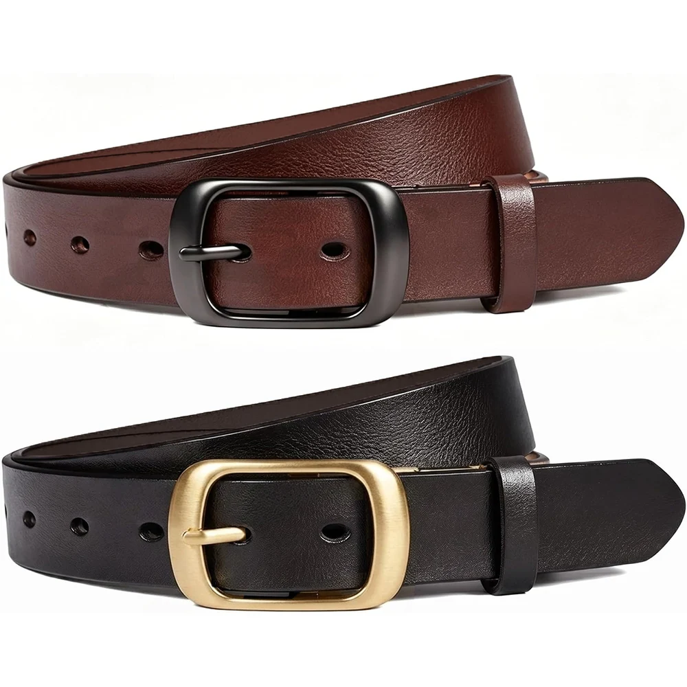 Cinturones de Mujer de Piel Sintética con Hebilla Clásica para Jeans, Vestidos, Pantalones y Ropa de Trabajo, Cinturón Versátil para Dama de 28 mm de Ancho