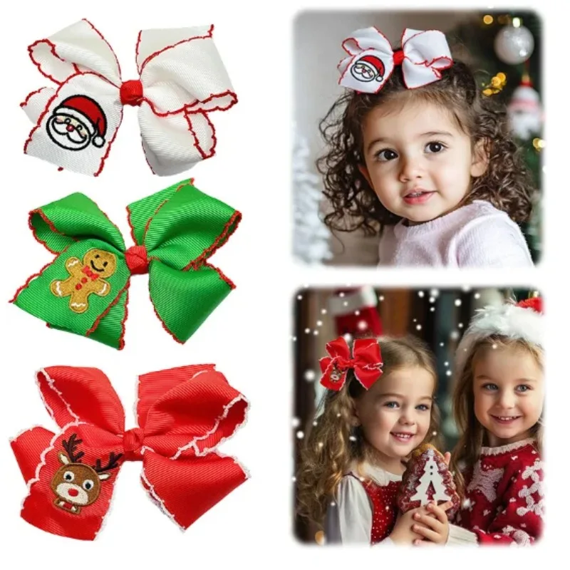 

2PCS/Christmas Bow Hair Clips Christmas Santa Claus Hair Bow Clips Hairpins Barrettes children Hair Decorations Accessories