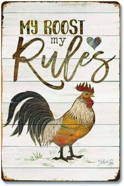 Royal Tin Sign Rooster Cock Chicken 11.8 7.8 inches, Rectangle Metal Signs for Home and Kitchen Bar Cafe Gas Station Garage sign