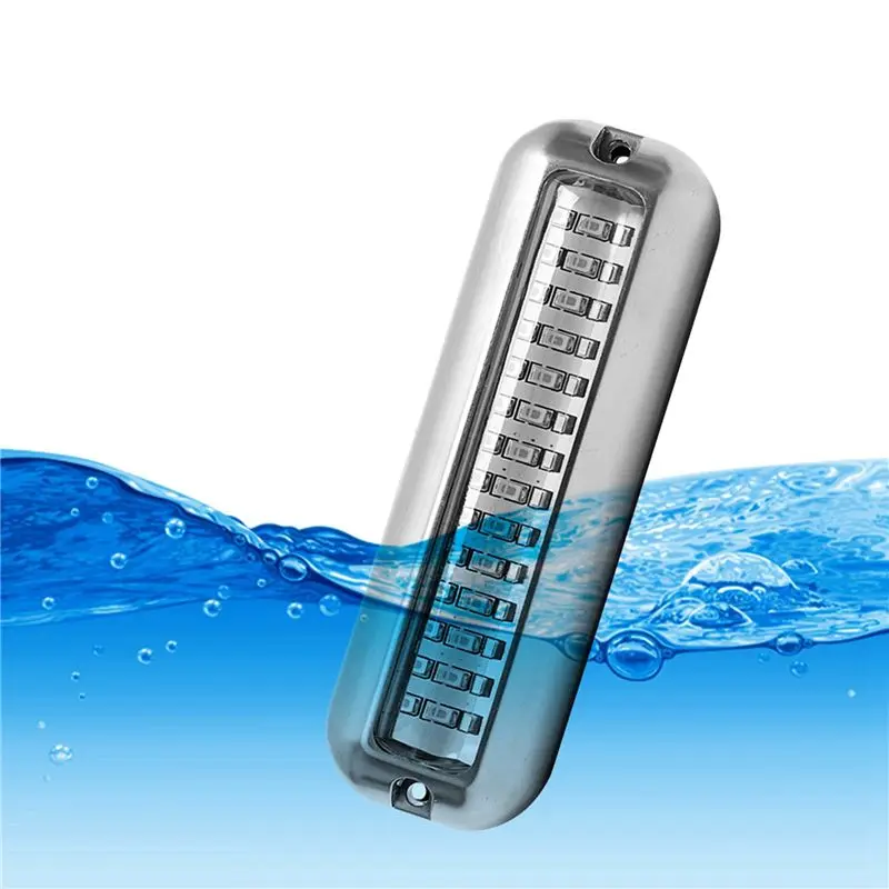 HLZS-2X 50W 42 Leds Boat Transom Light Stainless Steel Waterproof Marine Boat Underwater Pontoon Transom Lamp Universal,Blue