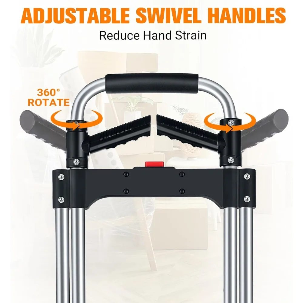 شاحنة يدوية قابلة للطي من الألومنيوم شديدة التحمل بسعة 380 رطل، عربة دوللي محمولة قابلة للطي على عجلات