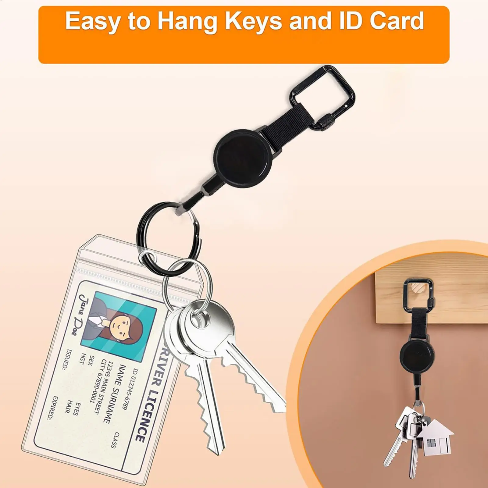 

Keychain Carabiner Non Slip Adjustable Retractable Organizer Card Holder Badge Reel Clip for Women Men Outdoor Hiking Climbing